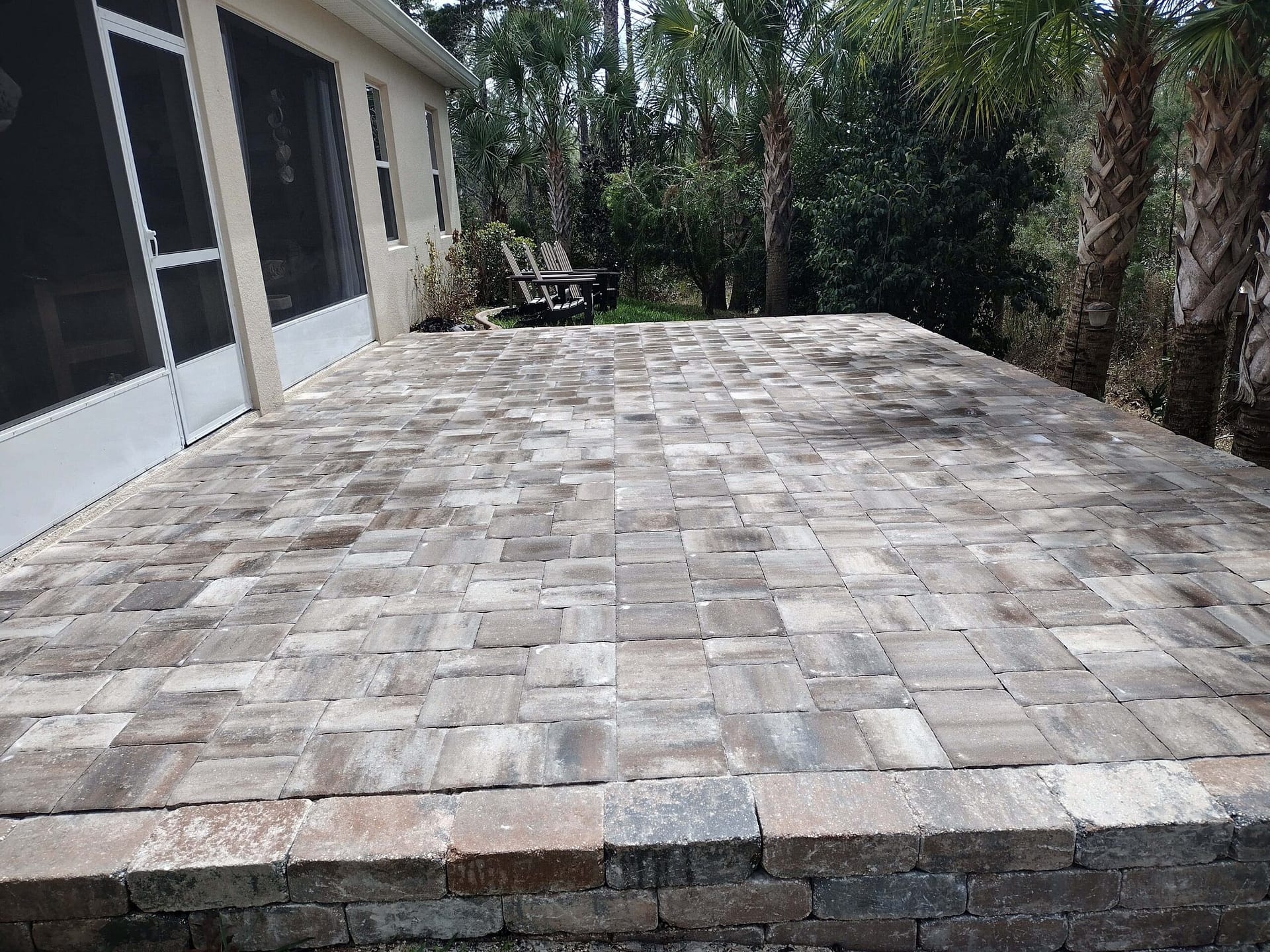 Large paver raised porch